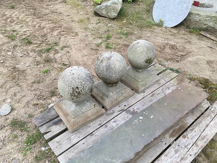 Vintage Weathered Concrete Ball Finials